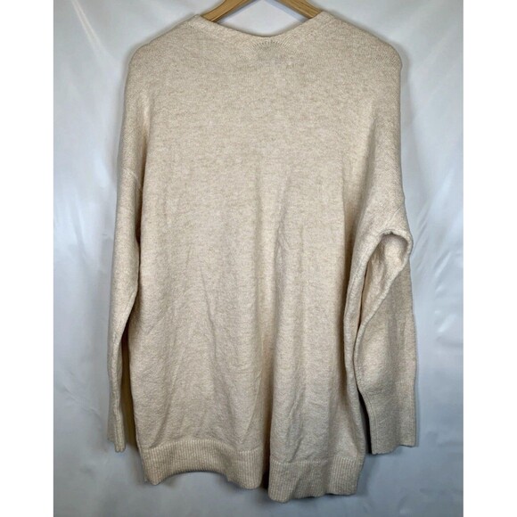 Loft Luxe Knit Ivory V Neck Long Sleeve Wool Blend Tunic Sweater Women’s Large - Picture 7 of 7